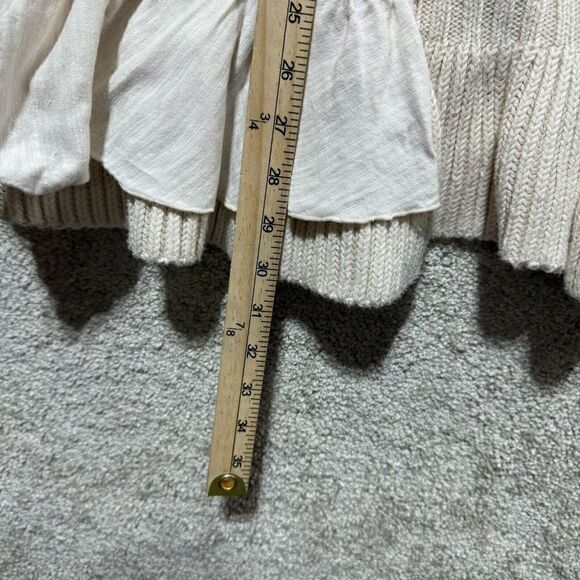 Pure Handknit Sweater Vest Women's XS/S Tan Collared Tie Front Ruffle Hem Cotton - Picture 10 of 12